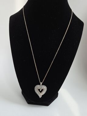 Sterling Silver Heart Pendant Necklace With Lab Created Diamonds
